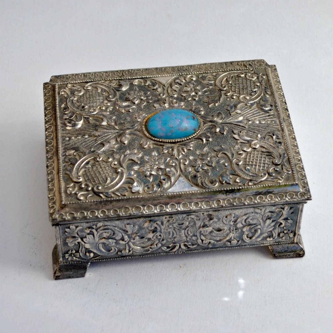 Vintage jewelry box silver plated Japan Etsy