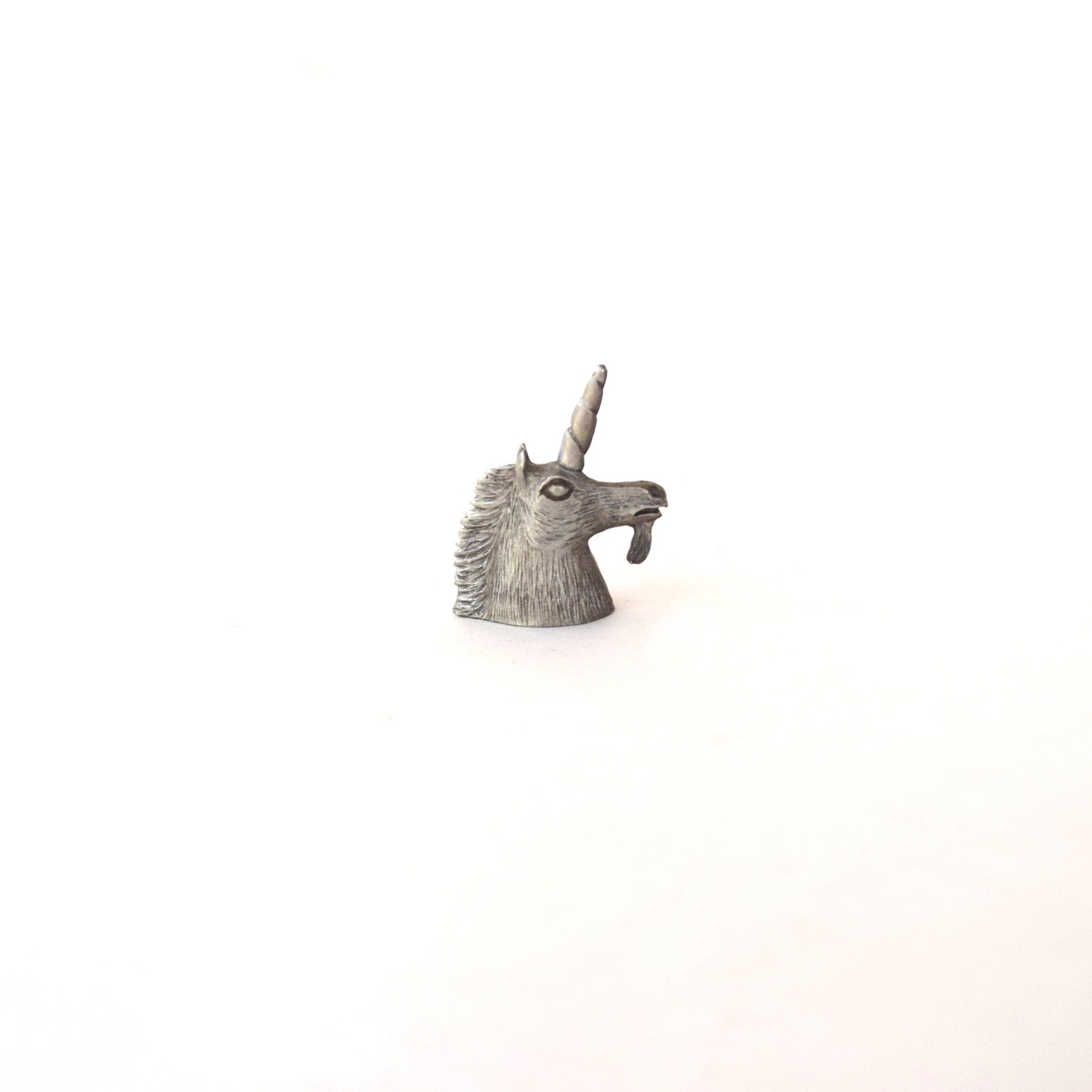 Vintage Miniature Unicorn Head Figurine Spoontiques Pewter Etsy