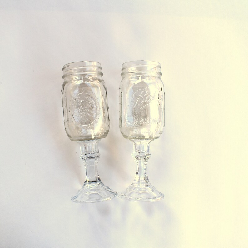 2 Drinking Glass Jars Ball Made in USA Footed Mason Jar Clear Etsy