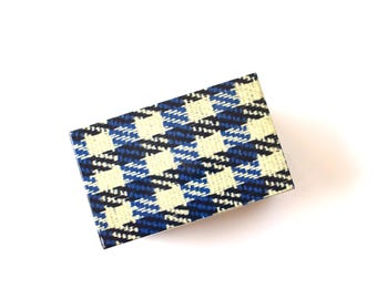 Vintage metal recipe box Houndstooth plaid pattern Syndicate Mfg kitchen storage