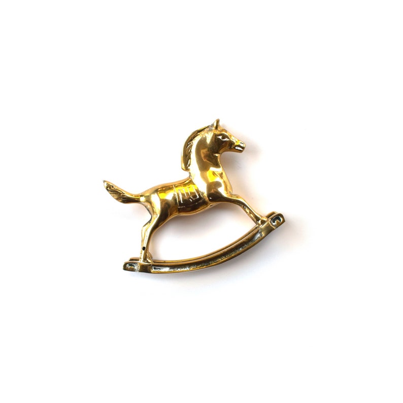 Vintage figurine rocking horse brass nostalgic Christmas gift keepsake collectible gift for sister unique home gifts for her baby shower image 2