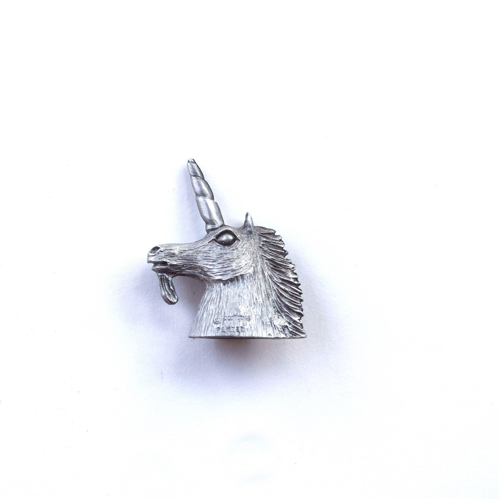 Vintage Miniature Unicorn Head Figurine Spoontiques Pewter Etsy