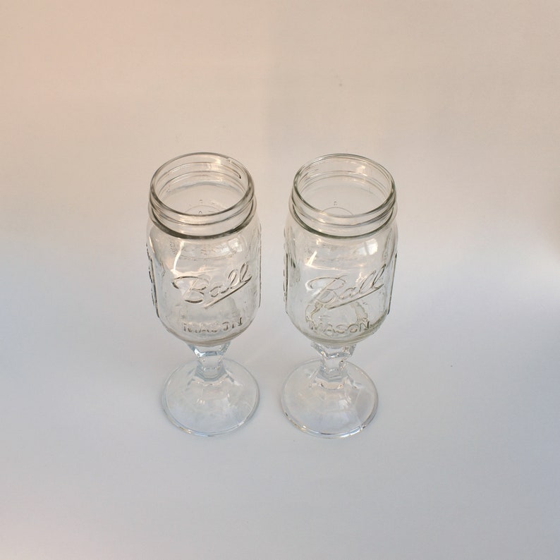 2 Drinking Glass Jars Ball Made in USA Footed Mason Jar Clear Etsy