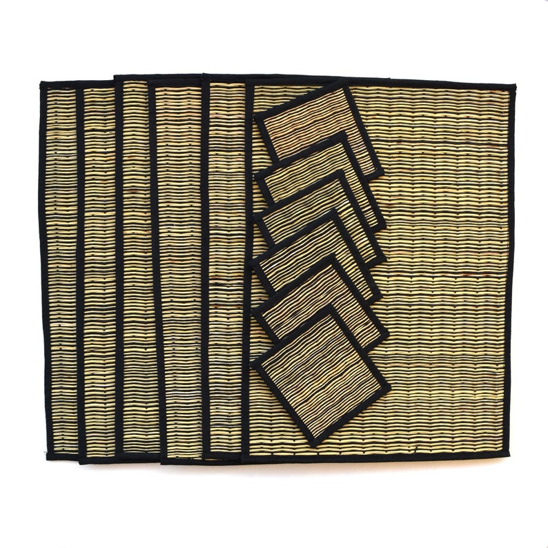 Vintage Straw Placemats and Drink Coasters Eco Friendly Home Etsy