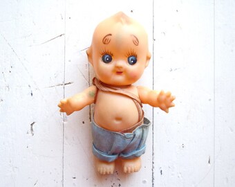 Vintage doll Kewtie Kewpie doll Japan antique angel doll collectible rubber cupid doll toy gift for her gift for him Christmas gift under 25