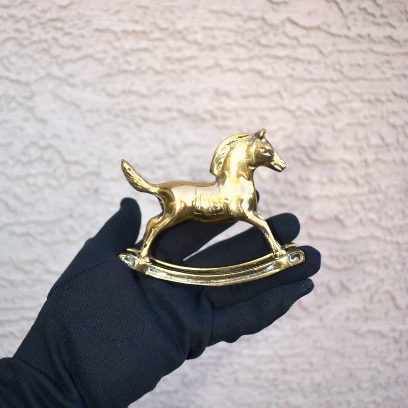 Vintage figurine rocking horse brass nostalgic Christmas gift keepsake collectible gift for sister unique home gifts for her baby shower image 6