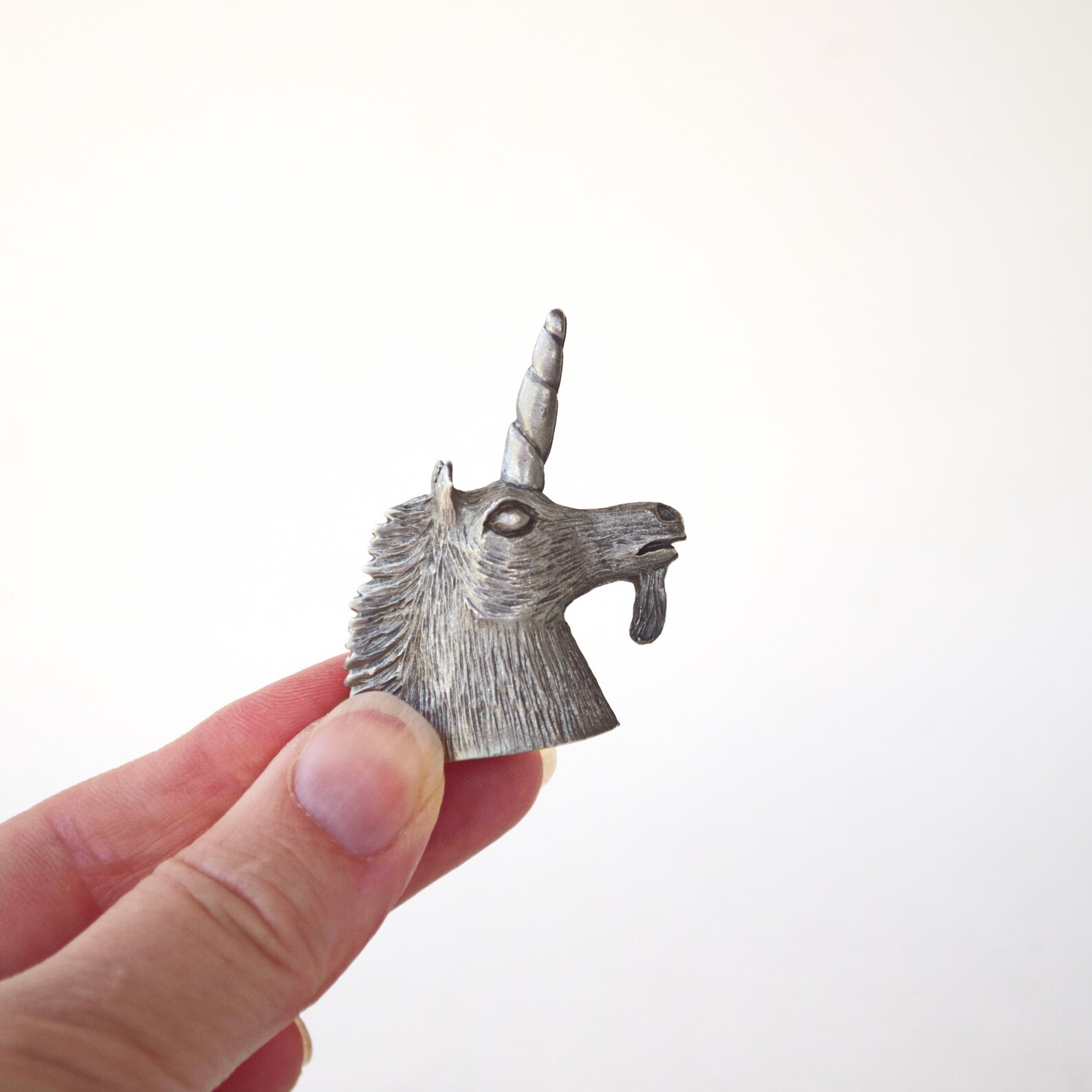 Vintage Miniature Unicorn Head Figurine Spoontiques Pewter Etsy