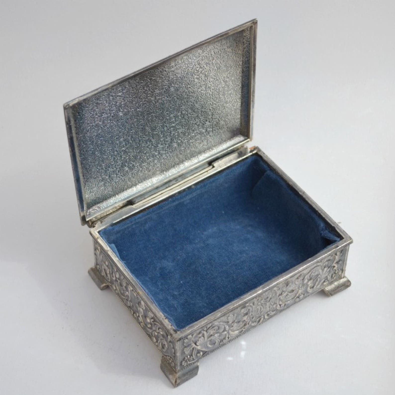 Vintage jewelry box silver plated Japan Etsy