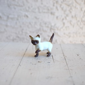Vintage Siamese cat figurine small pet ornament collectible miniature shelf office decor gift for her Mothers Day cat lover gift Christmas