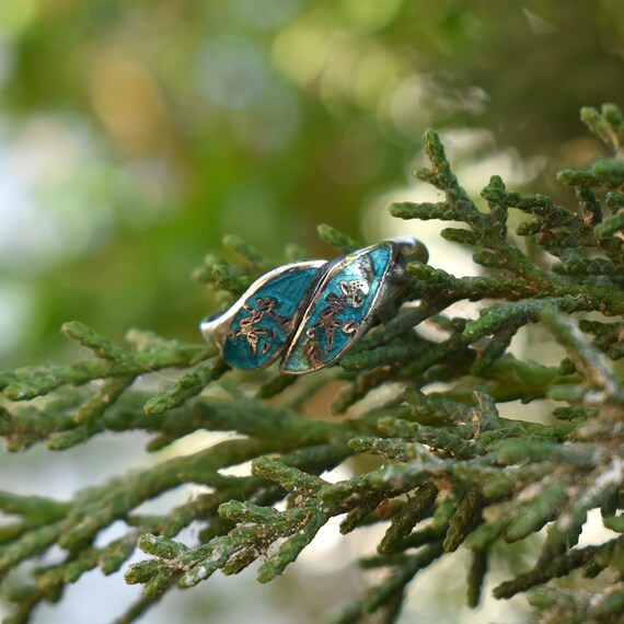 Vintage ring Siam 925 sterling silver aqua blue e… - image 6