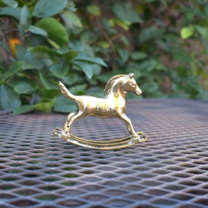 Vintage figurine rocking horse brass nostalgic Christmas gift keepsake collectible gift for sister unique home gifts for her baby shower image 5