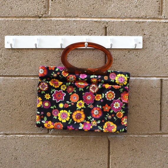 Vintage folding tote bag Lady's Pride bright flor… - image 4