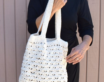 Handmade tote bag crochet 100% cotton reversible bag beach bag farmers market reusable tote eco friendly women shoulder bag boho accessories