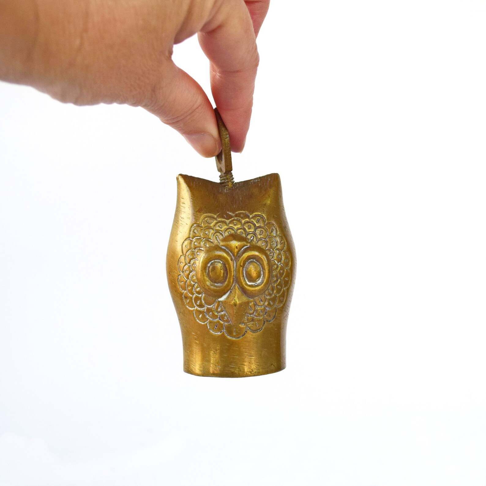 Brass Owl Bell Vintage Figurine Whimsical Bird Figurine Office Etsy