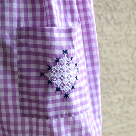 Vintage kitchen half apron gingham pattern chicke… - image 7