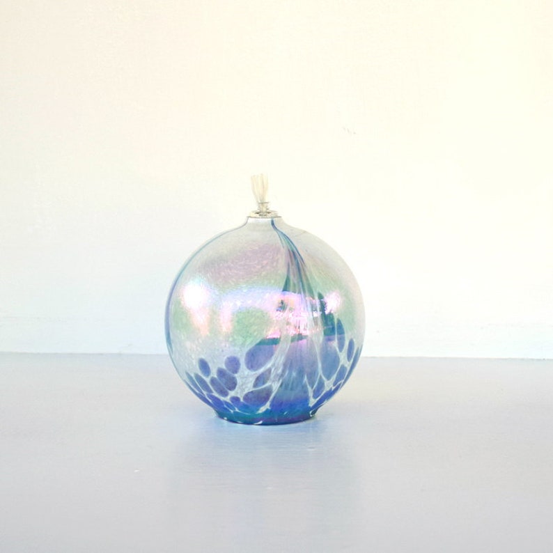 Oil Lamp Hand Blown Glass Sphere Vintage Round Ball Oil Lamp Etsy