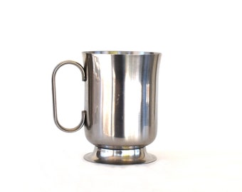 Vintage mug stainless steel tankard 18 8 England rustic drinkware barware vintage home bar gift for him Christmas Valentines Day Fathers Day