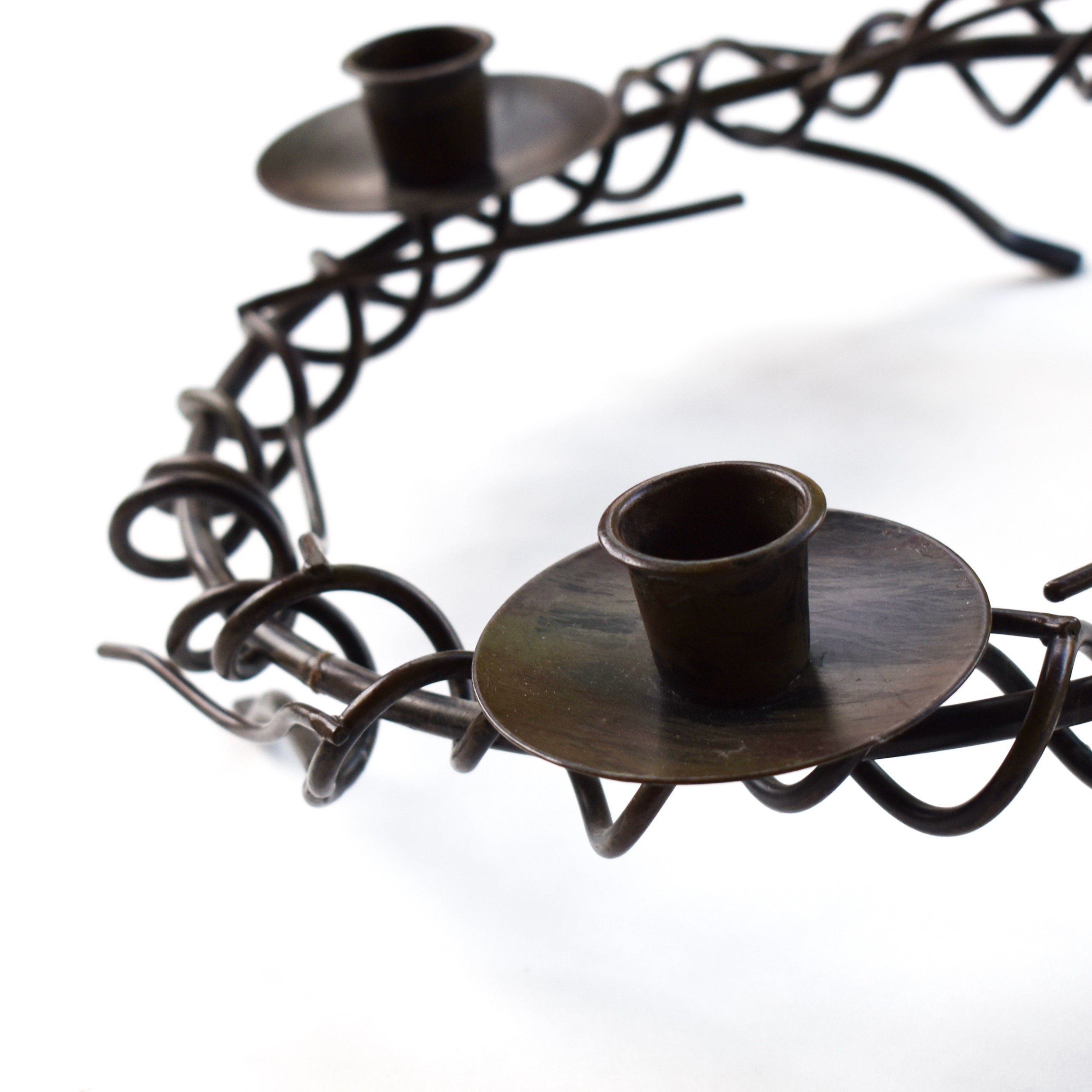 Metal candle holder wreath round candleholder 3 candle Etsy