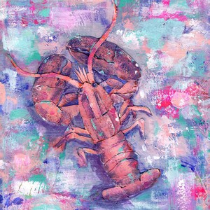 Lobster Art Print: Coastal Nautical Wall Decor, Beach House Painting