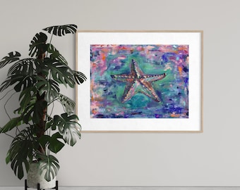 Starfish Art Print: Vibrant Coastal Ocean Wall Decor