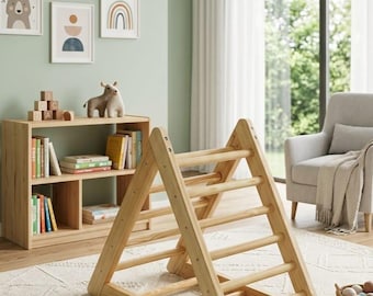 Wooden Pikler Triangle Climber, Montessori Toddler Climbing Toy, Indoor Play Gym, Kids Climbing Ladder, Wooden Climber for Toddlers