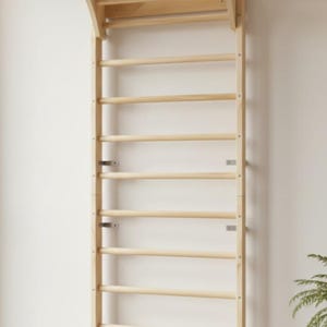 Swedish Ladder Stall Bar | Pine Wood Home Gym, Pull Up Dip Bars