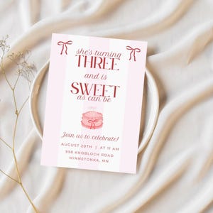 Sweet As Can Be 3rd Birthday Invitation Girl | Editable Template | Toddler Party Invite | Printable Third Birthday | Instant Download