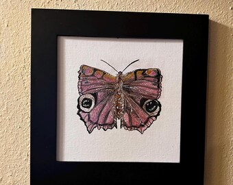 Ręcznie malowane akwarelami motyle: kontury piórem i tuszem