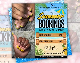 Summer Special Flyer, June Booking Flyer, June Books Open, Hair Bundles, Lash Flyer, Makeup Flyer, Nail Flyer, Boutique Flyer, Summer Flyer