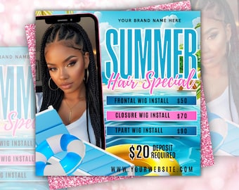 Summer Special Flyer, June Booking Flyer, June Books Open, Hair Bundles, Lash Flyer, Makeup Flyer, Nail Flyer, Boutique Flyer, Summer Flyer