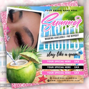 Summer Lash Flyer Template, Editable Canva Design