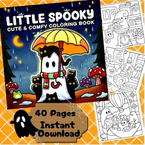 Little Spooky Coloring Book - 40 PDF Coco Wyo | Cute Halloween Coloring Pages | Digital Download PDF