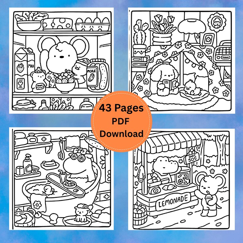 Coco Wyo Cozy Friends Coloring Book - 43 PDF | Digital Printable | Bold ...