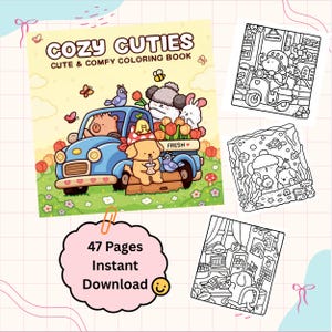 Coco Wyo Cozy Cuties Coloring Book | Cute Garden & Animal Scenes | 47 Bold and Easy Printable Pages