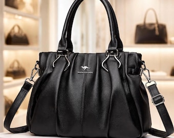 Bolso tote de piel auténtica para mujer, bolso de diseño de lujo, bolso de mano suave y de calidad, bolso de hombro para uso diario.