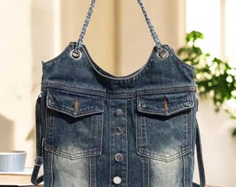 Bolso de hombro vaquero Y2K: estilo Harajuku con correa de cadena