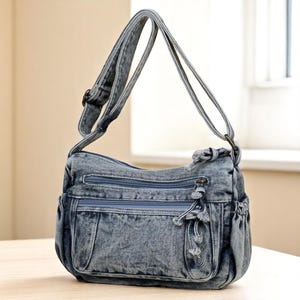 Bolso de hombro vaquero para mujer: bandolera de gran capacidad, elegante bolso de hombro, bolso de viaje con estilo, bolso cuadrado.