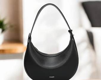 Bolso de hombro de media luna: elegante bolso bandolera de piel vegana