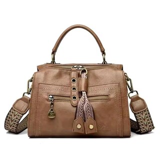 Iswee - Borsa A Tracolla In Vera Pelle Pieno Fiore 35x24x14 Cm - Borsa Da Donna Con Manico, Grande Capacità, Piedini Metallici