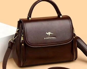 Elegante bolso de mano de piel suave para mujer – Bolso de hombro y bandolera con asa superior, bolso de uso diario de calidad.