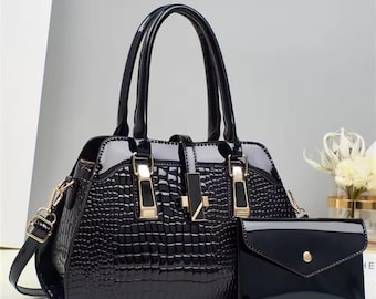 Bolso tote de piel de cocodrilo – Bolso de hombro y bolso de uso diario para mujer