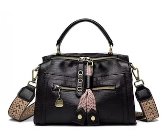 Bolso de mano de piel suave para mujer: elegante bolso bandolera grande para uso diario.