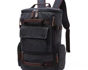 Mochila de lona vintage para hombre, mochila escolar grande de viaje, mochila duradera para portátil, mochila para uso diario