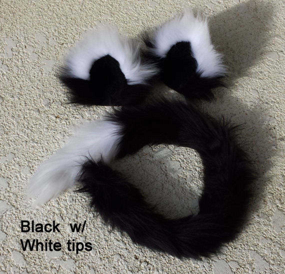Extra Fluffy Black Kitty Ears With Colored Tips Fuzzy Cat Ear Etsy