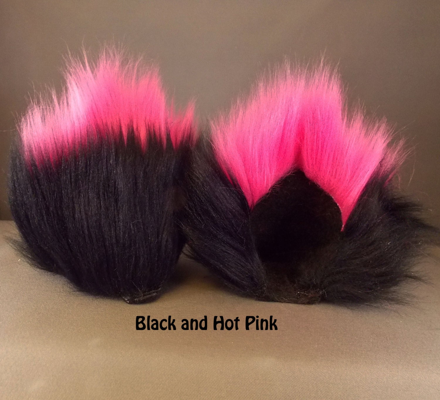 Extra Fluffy Black Kitty Ears With Colored Tips Fuzzy Cat Ear Etsy