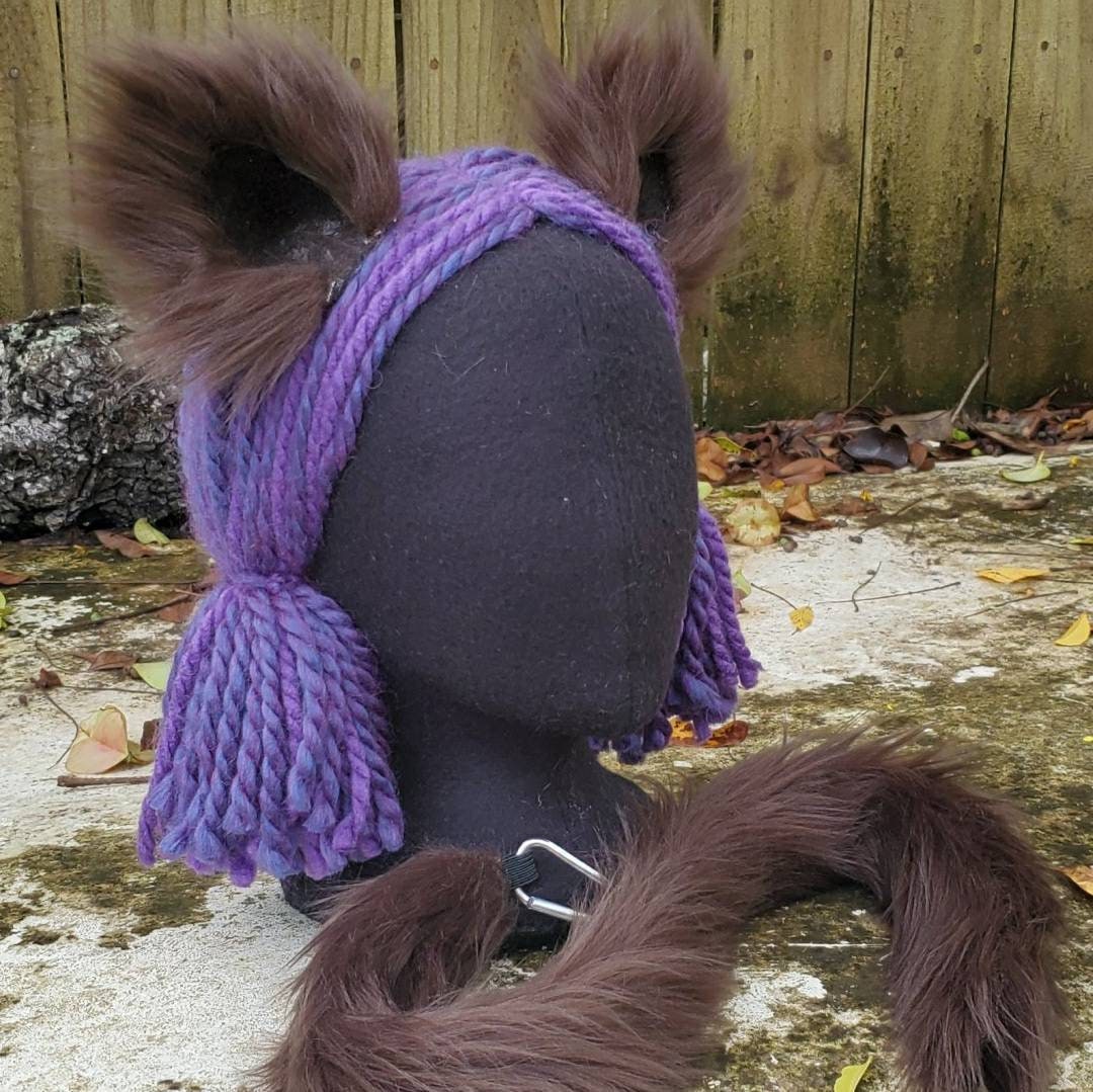Dark Brown Cat Ears and Tail Set, Cosplay Cat Costume Ears and Tail