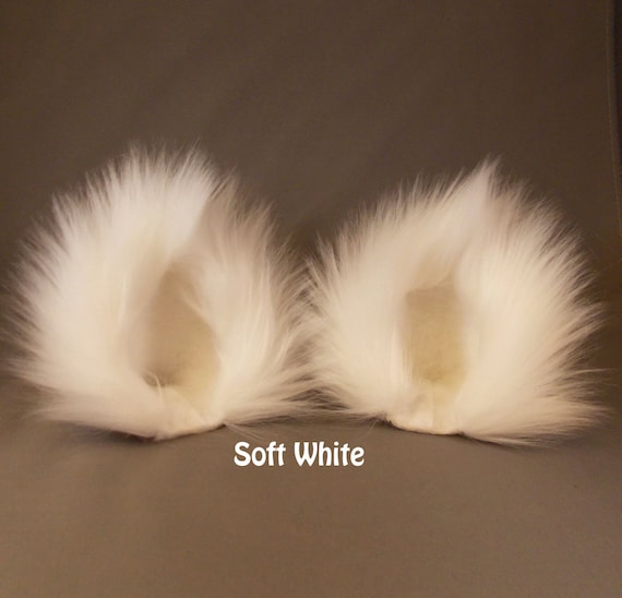 Extra Fluffy White Black Fuzzy Cat Ear Clips Etsy