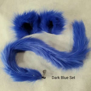 Cat Ears Clip On / Fuzzy Blue Cat Ears / Cat Costume / Cat Cosplay / cat ear and tail set / cosplay cat ears / cat ear clips / royal blue