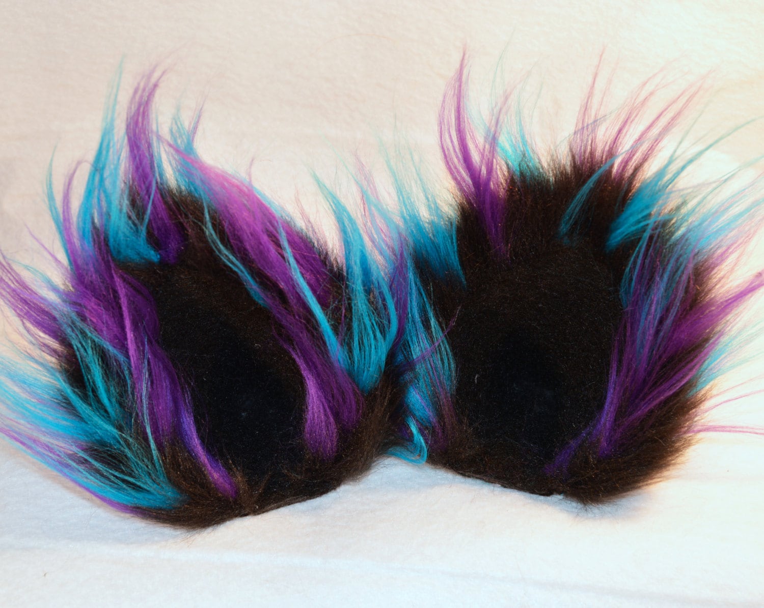 3 Color Spiky Fur Clip on Cat Ears Black Teal and Purple Etsy