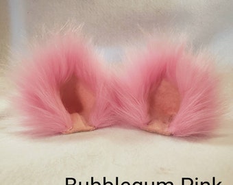 Cat ears clip on / Bubblegum Pink Fuzzy Kitty Cat Ear Clips with or with out Kitty cat Tail / Wolf Anime Neko Kitty cat ears / Pink